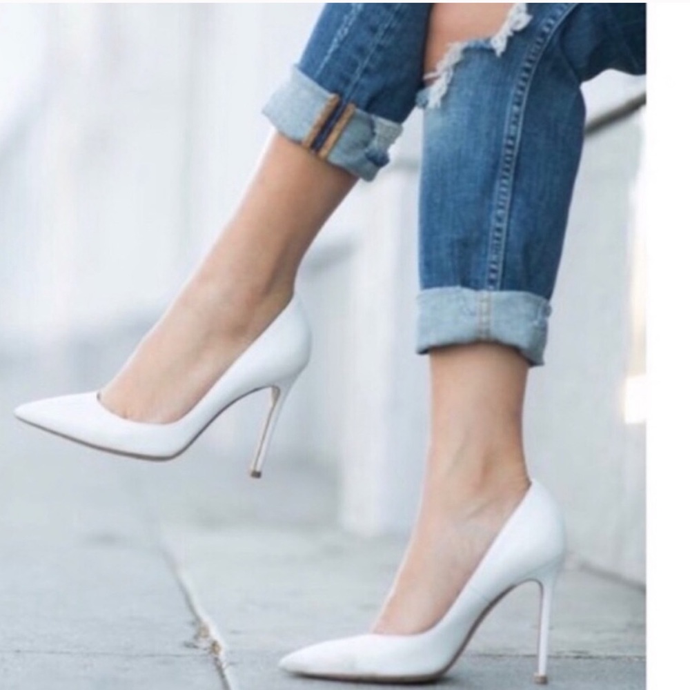 Re-stock “ Selina” white pumps